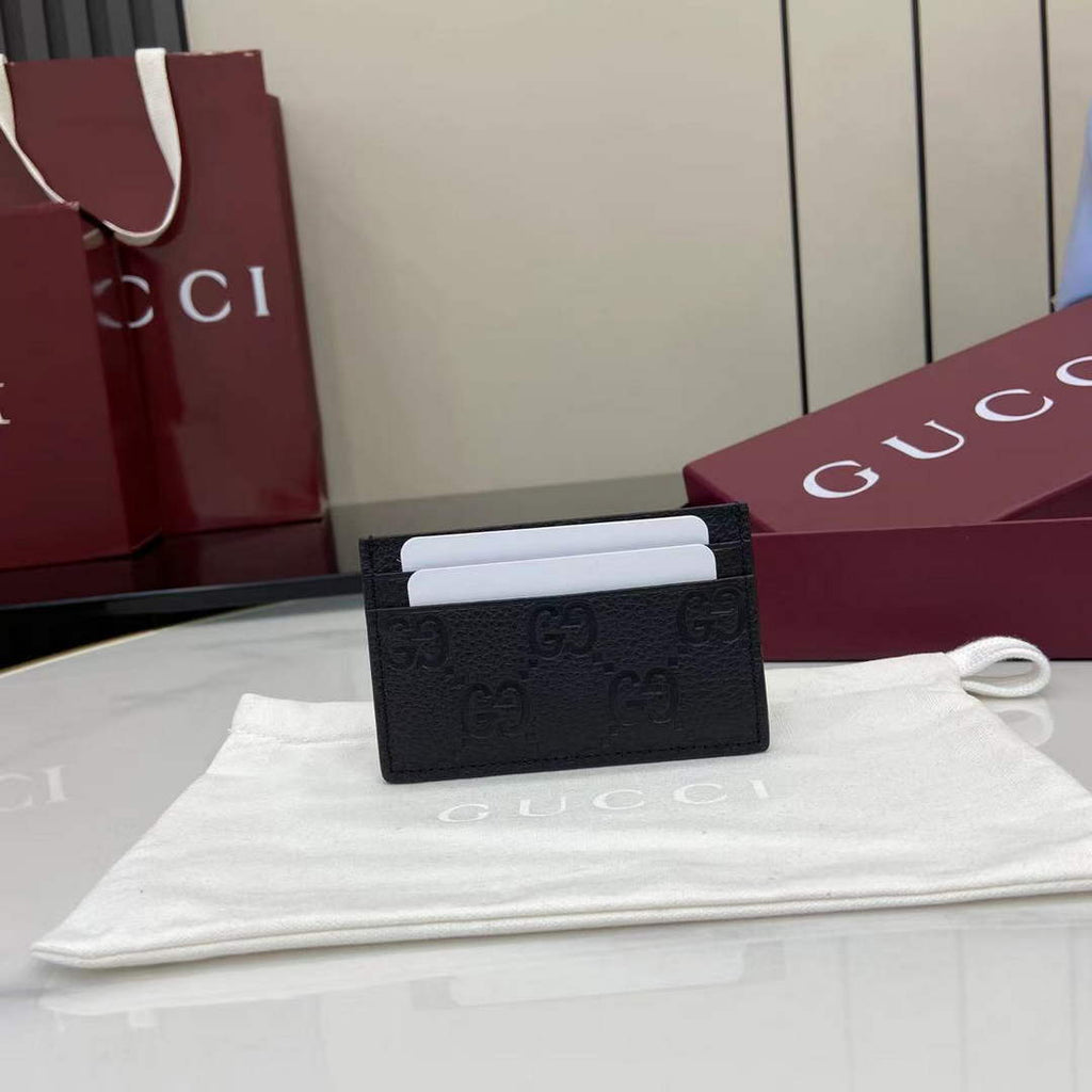 Gucci Imprint card case - Black GG Leather 835151