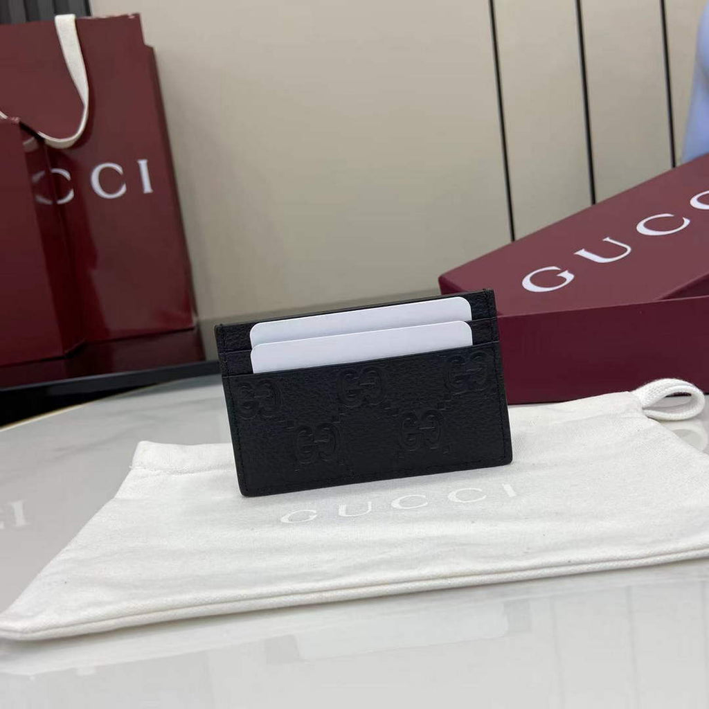 Gucci Imprint card case - Black GG Leather 835151