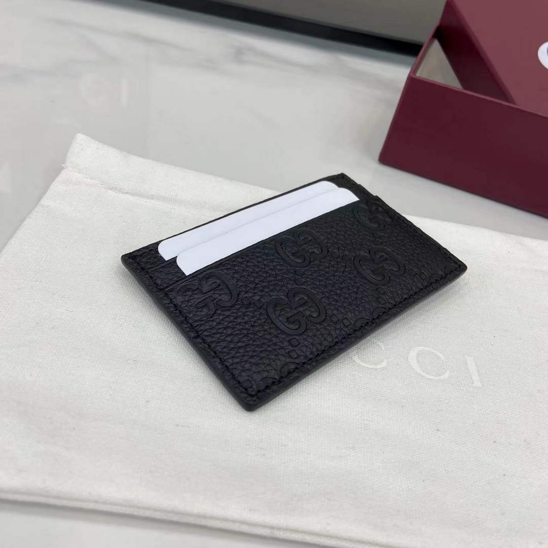 Gucci Imprint card case - Black GG Leather 835151