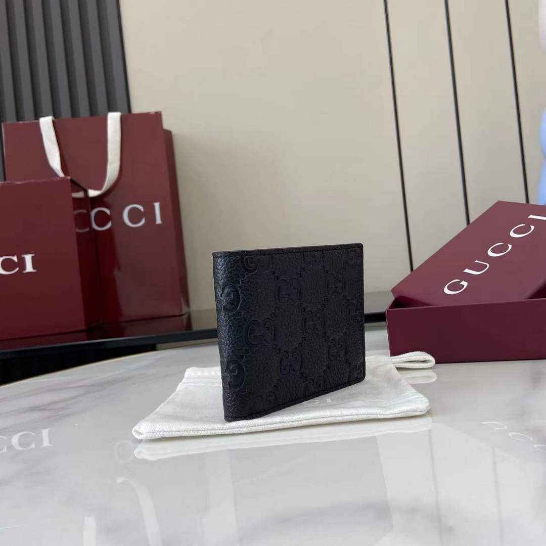 Gucci Imprint coin wallet - Black GG Leather 835002