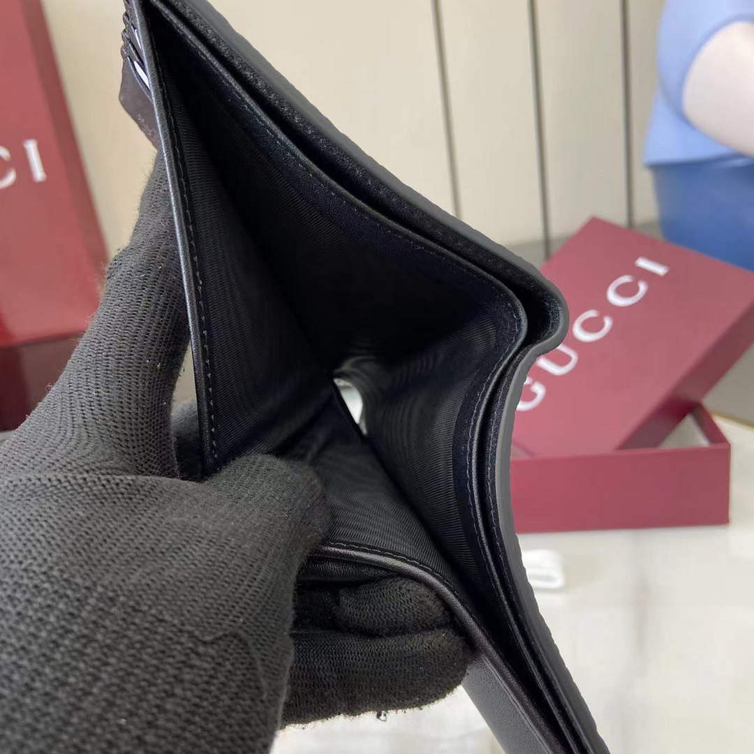 Gucci Imprint coin wallet - Black GG Leather 835002