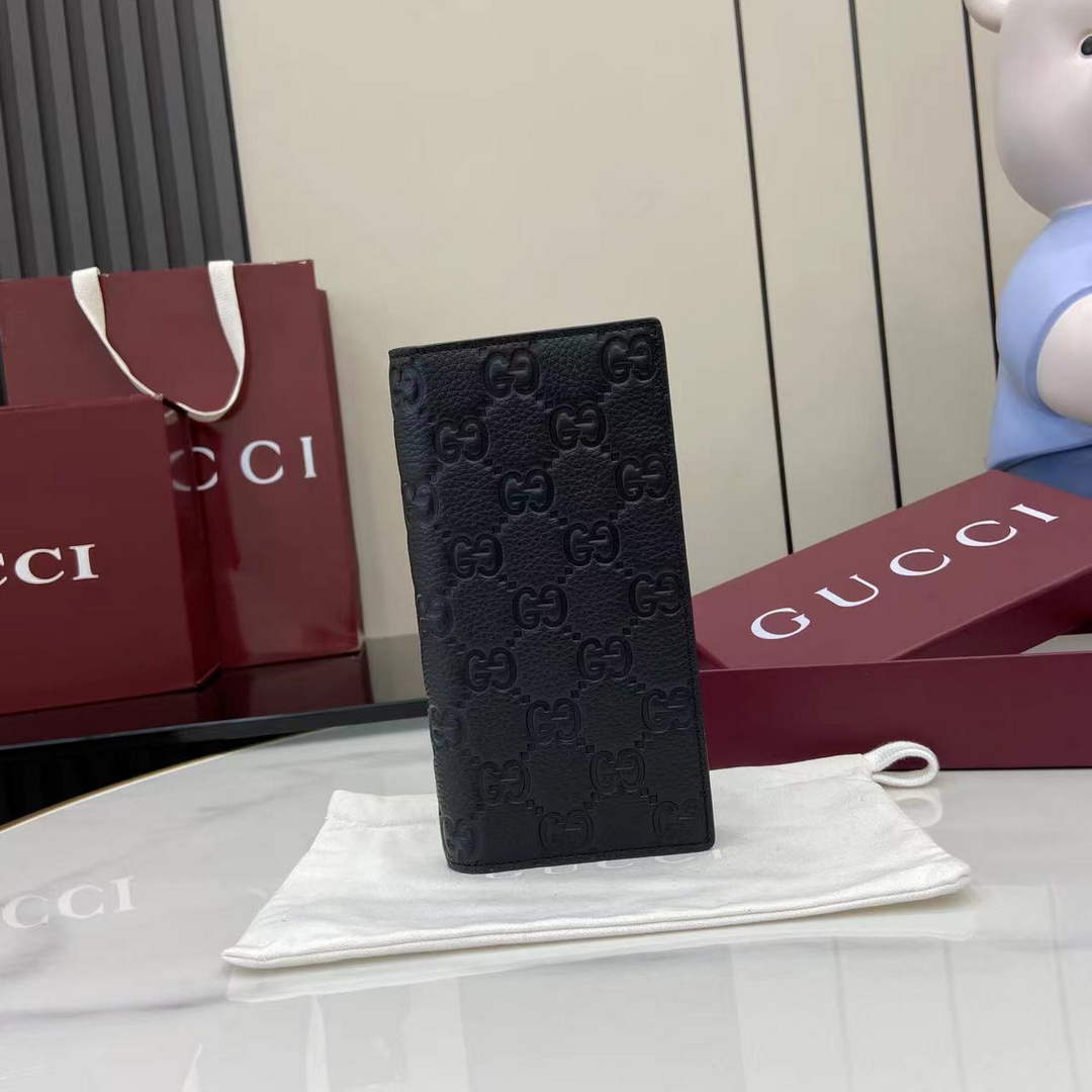Gucci Imprint long wallet - Black GG Leather 835014