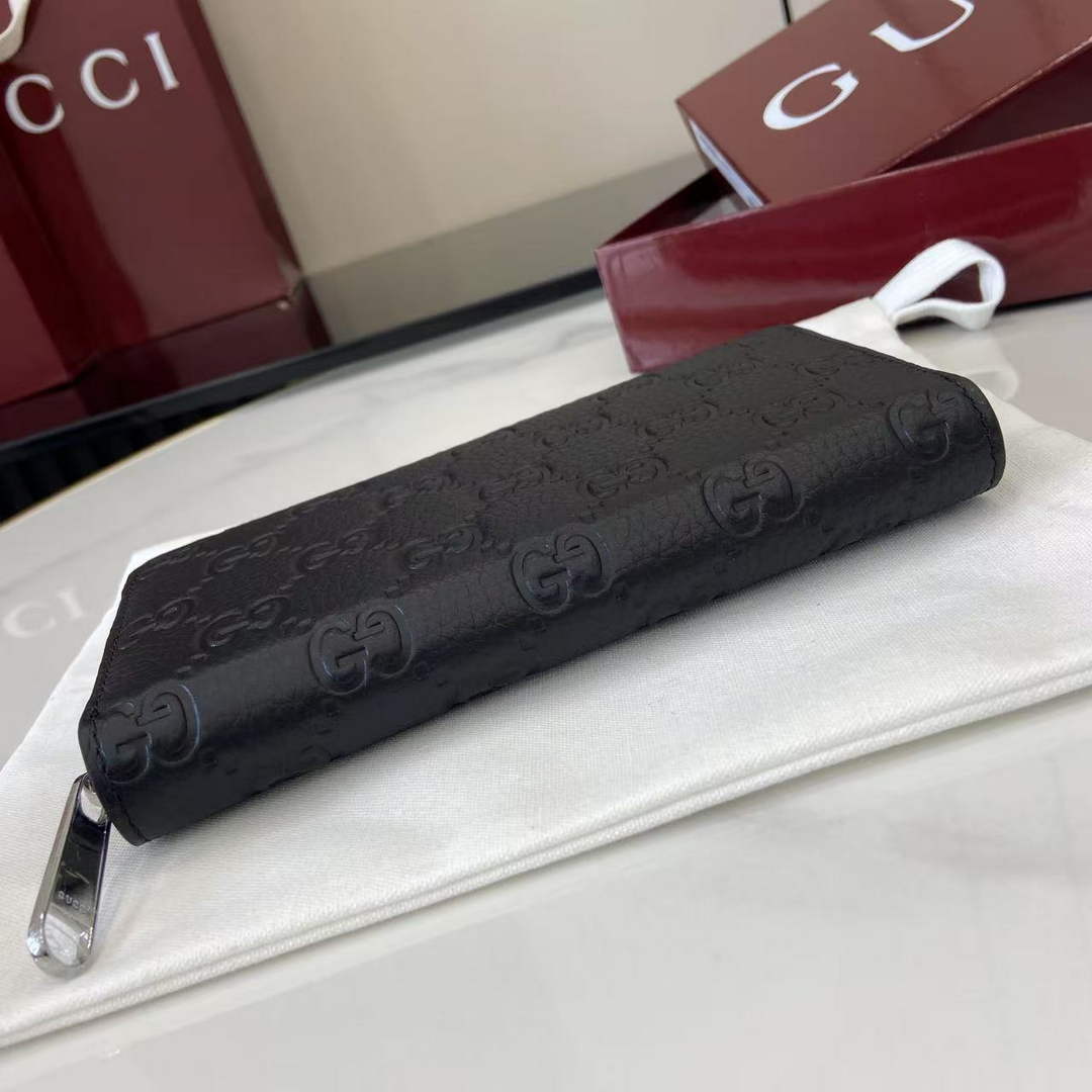 Gucci Imprint Zip Wallet - Black GG Leather 835003