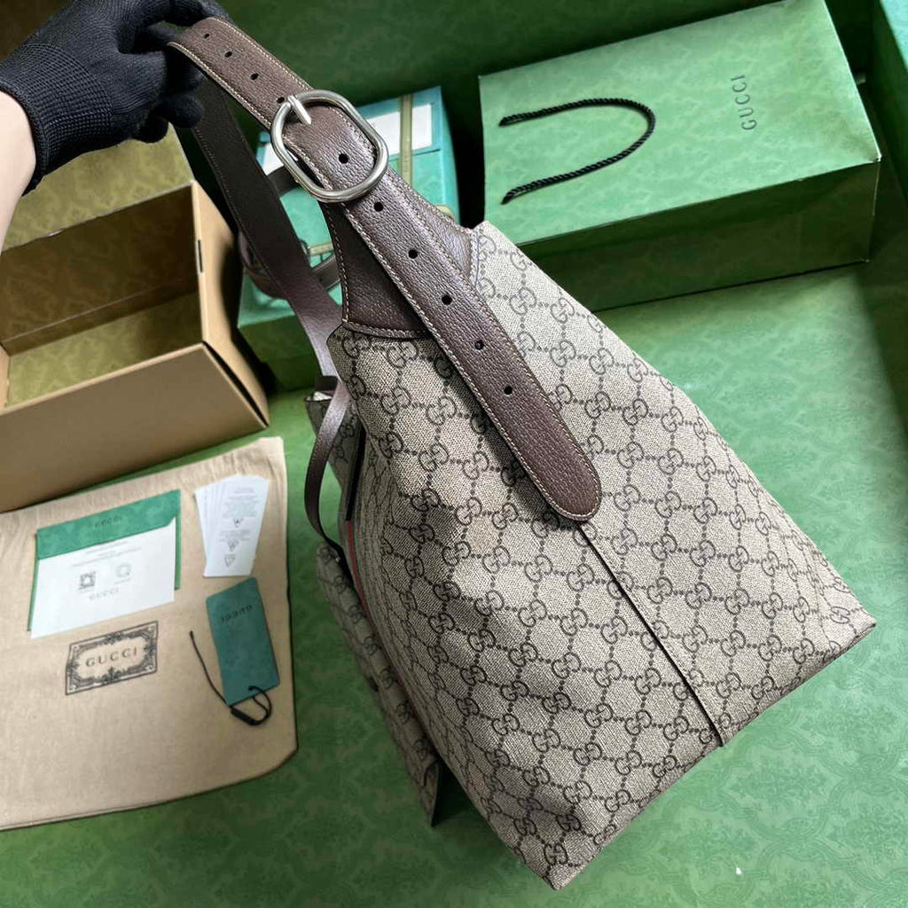 Gucci Jackie 1961 small crossbody bag 763103 Beige and ebony GG Supreme
