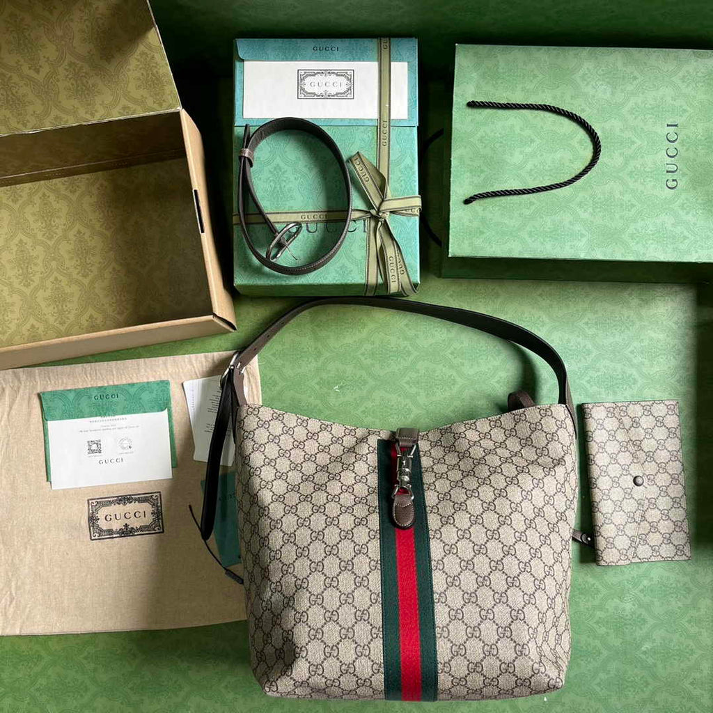Gucci Jackie 1961 small crossbody bag 763103 Beige and ebony GG Supreme