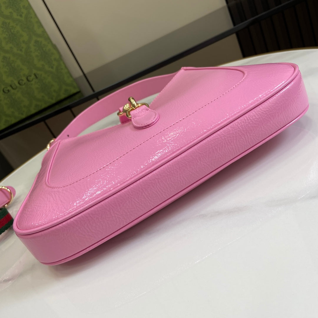 Gucci Jackie small shoulder bag in pink patent leather 782849