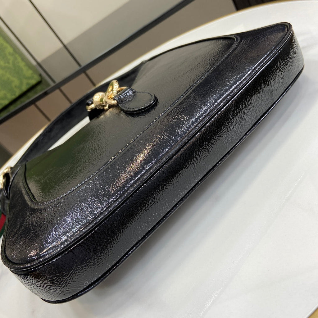 Gucci Jackie small shoulder bag in black patent leather 782849