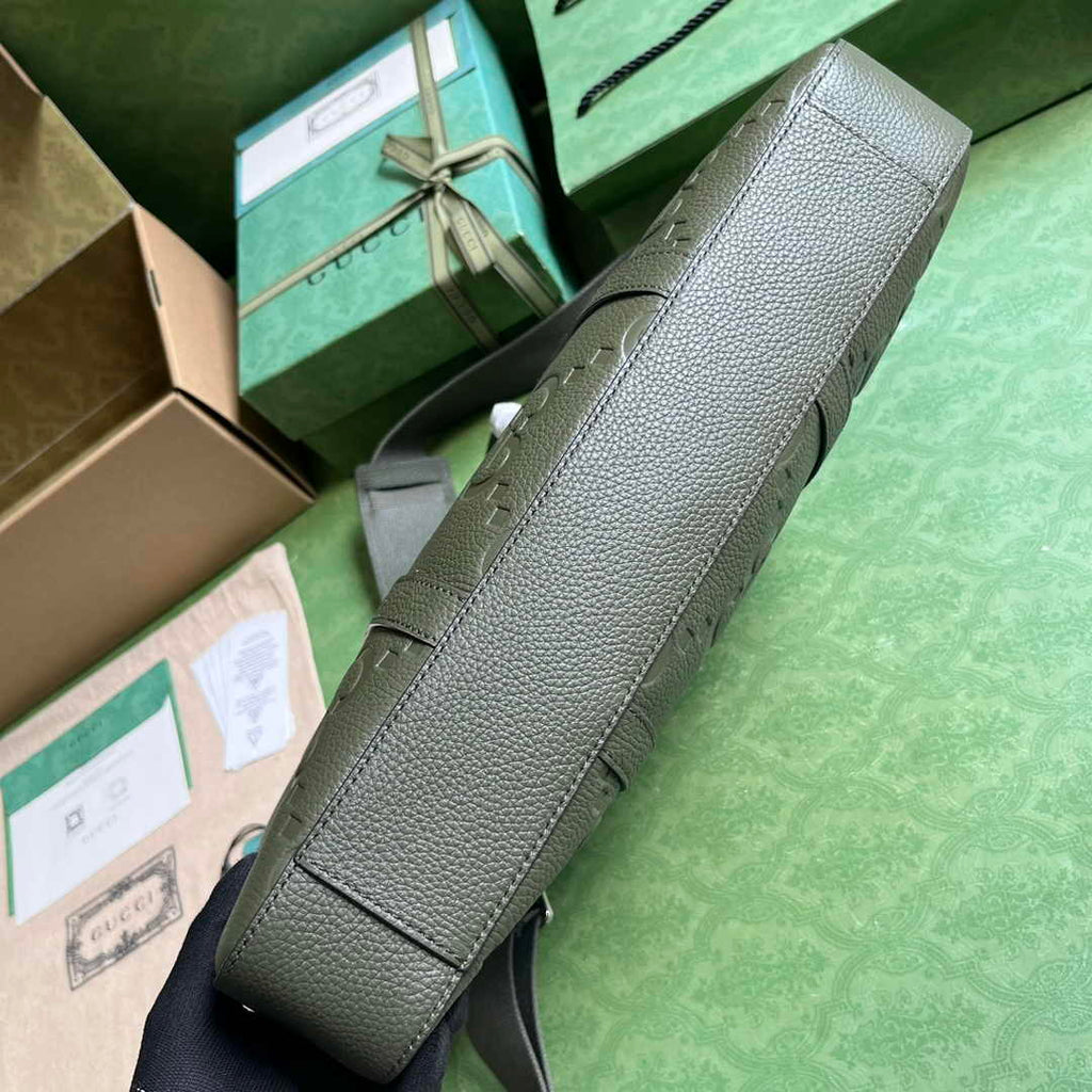 Gucci Jumbo GG Briefcase ‎658573 In Green Leather