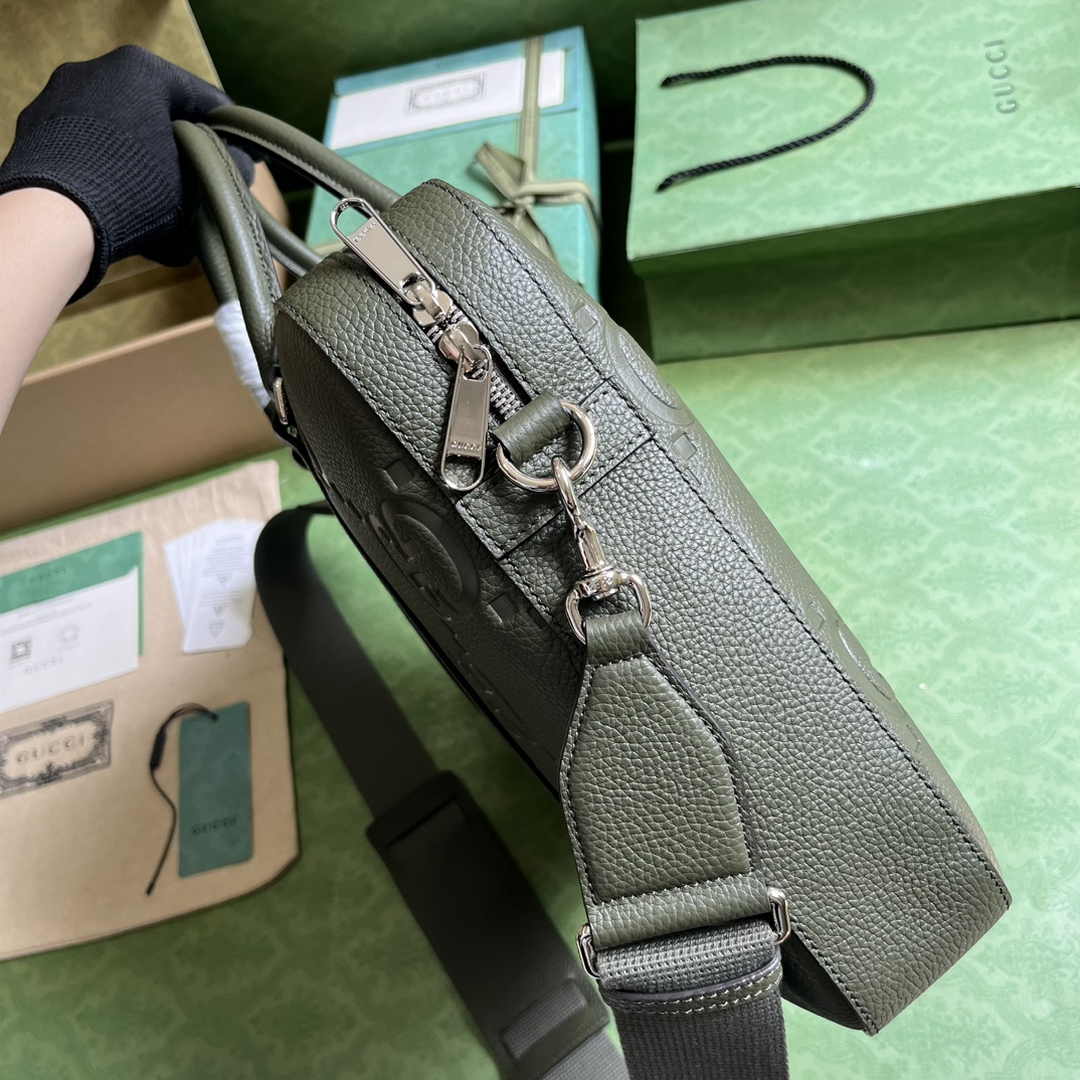 Gucci Jumbo GG Briefcase ‎658573 In Green Leather