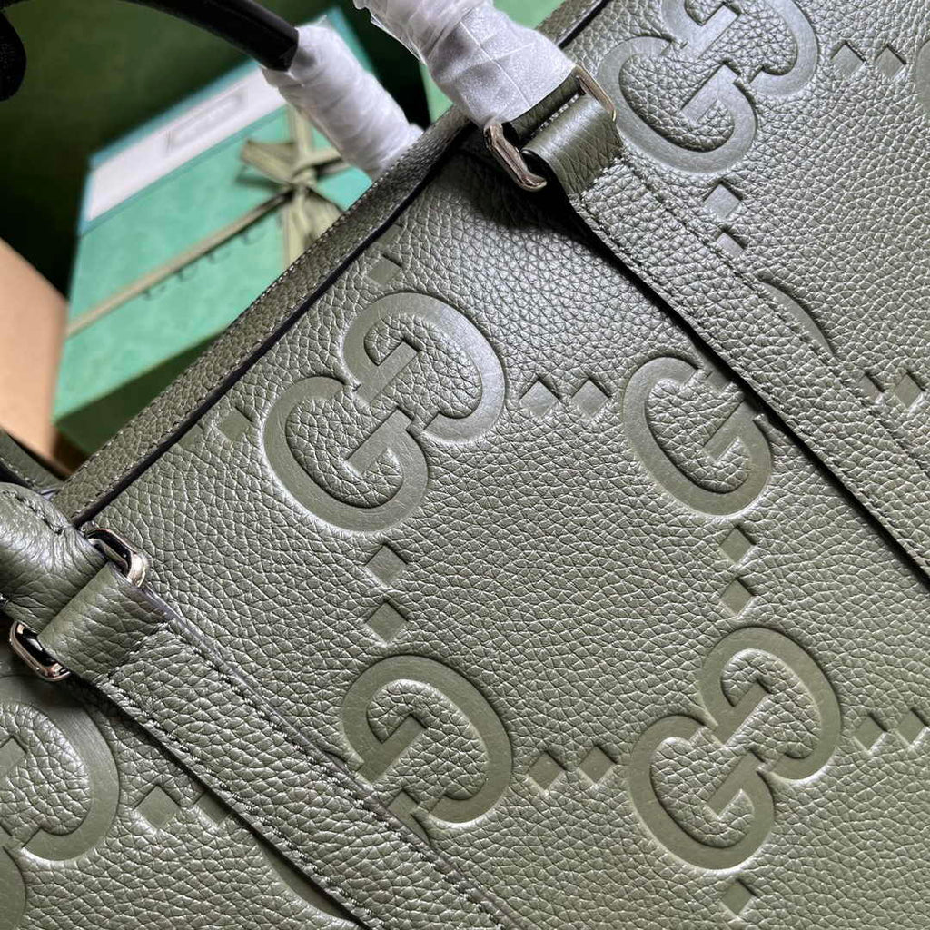 Gucci Jumbo GG Briefcase ‎658573 In Green Leather