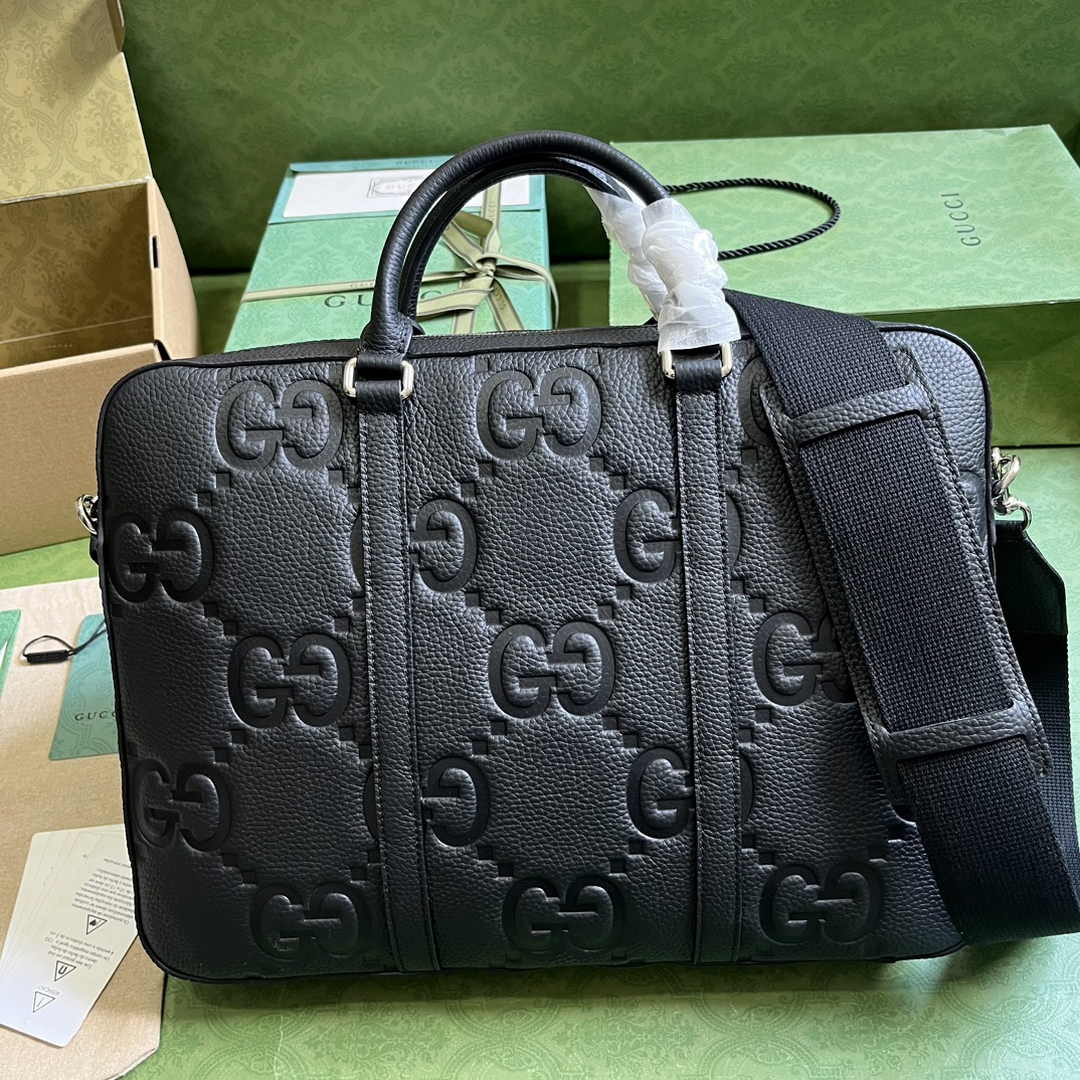 Gucci Jumbo GG Briefcase ‎658573 In Black Leather