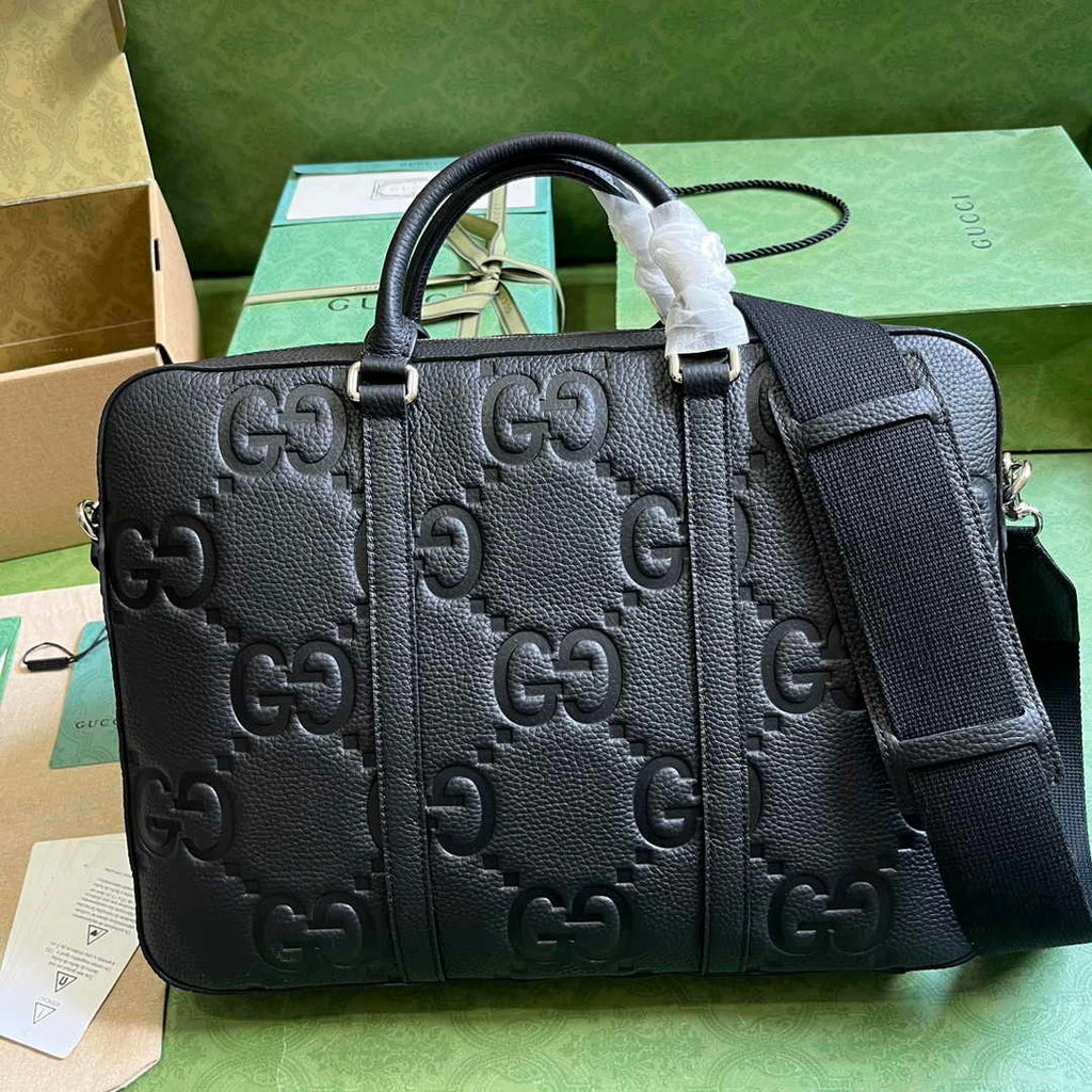 Gucci Jumbo GG Briefcase ‎658573 In Black Leather