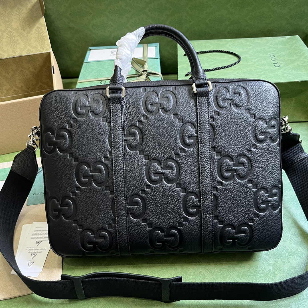 Gucci Jumbo GG Briefcase ‎658573 In Black Leather