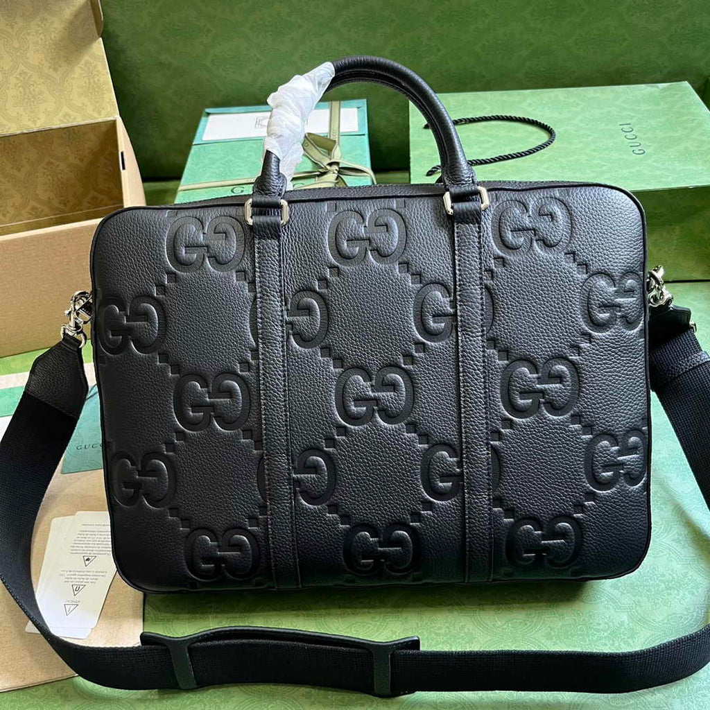 Gucci Jumbo GG Briefcase ‎658573 In Black Leather