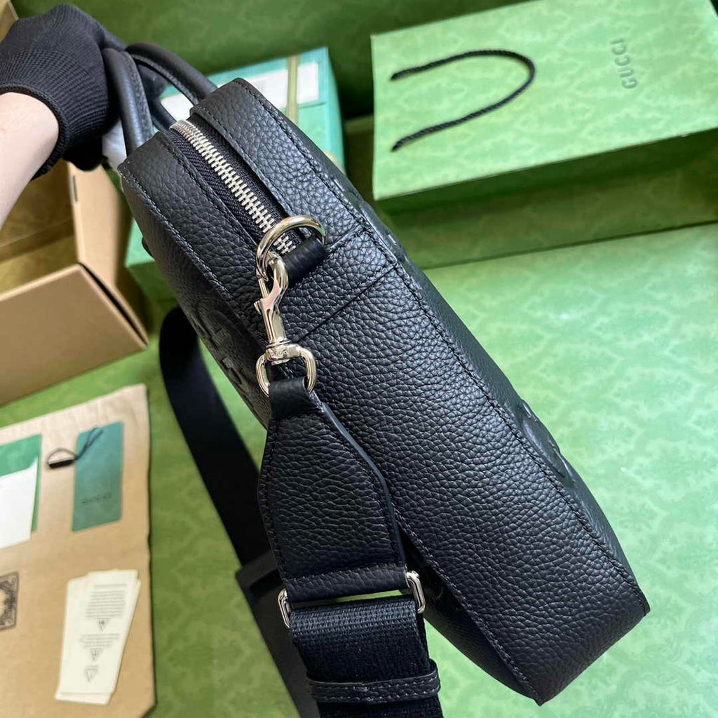 Gucci Jumbo GG Briefcase ‎658573 In Black Leather