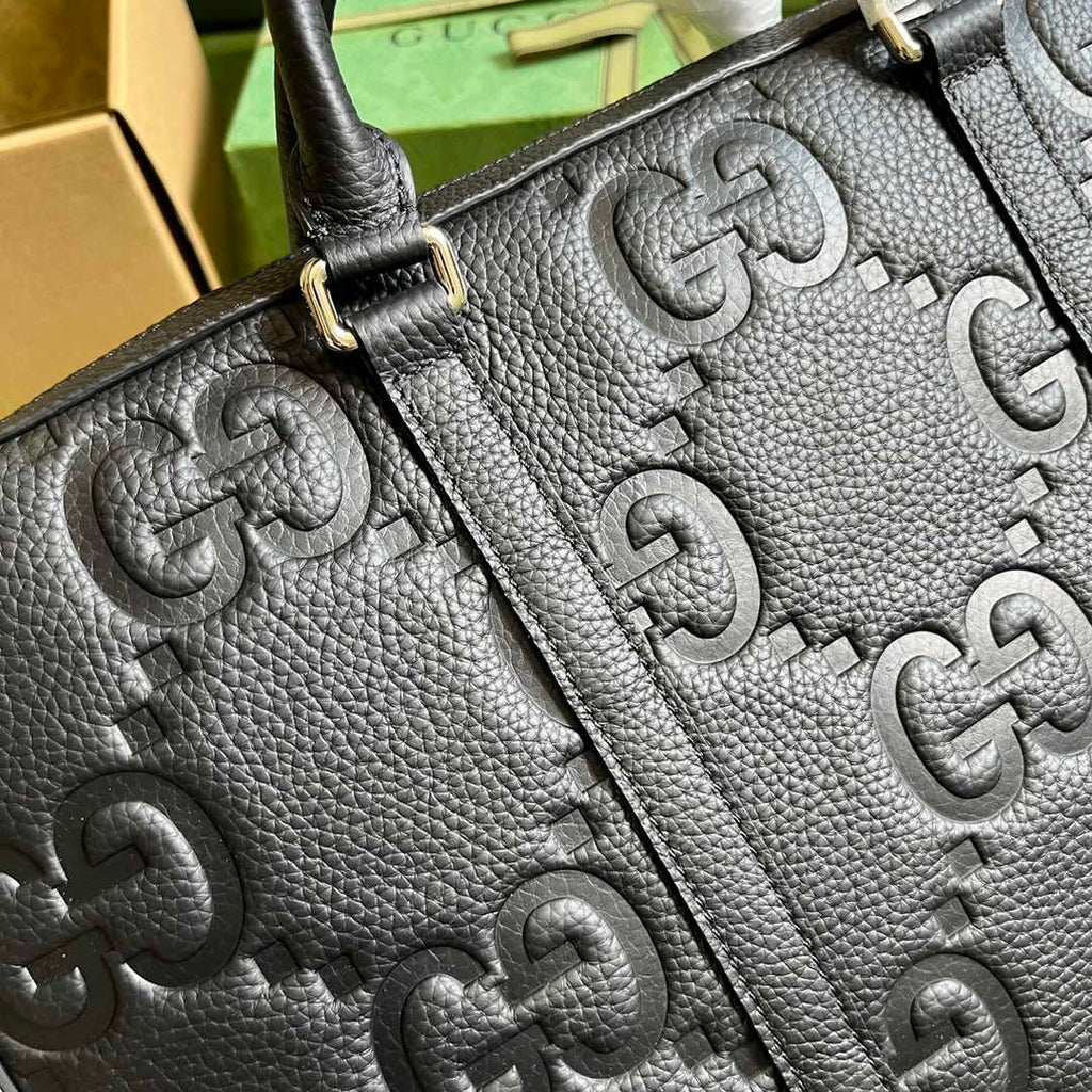 Gucci Jumbo GG Briefcase ‎658573 In Black Leather