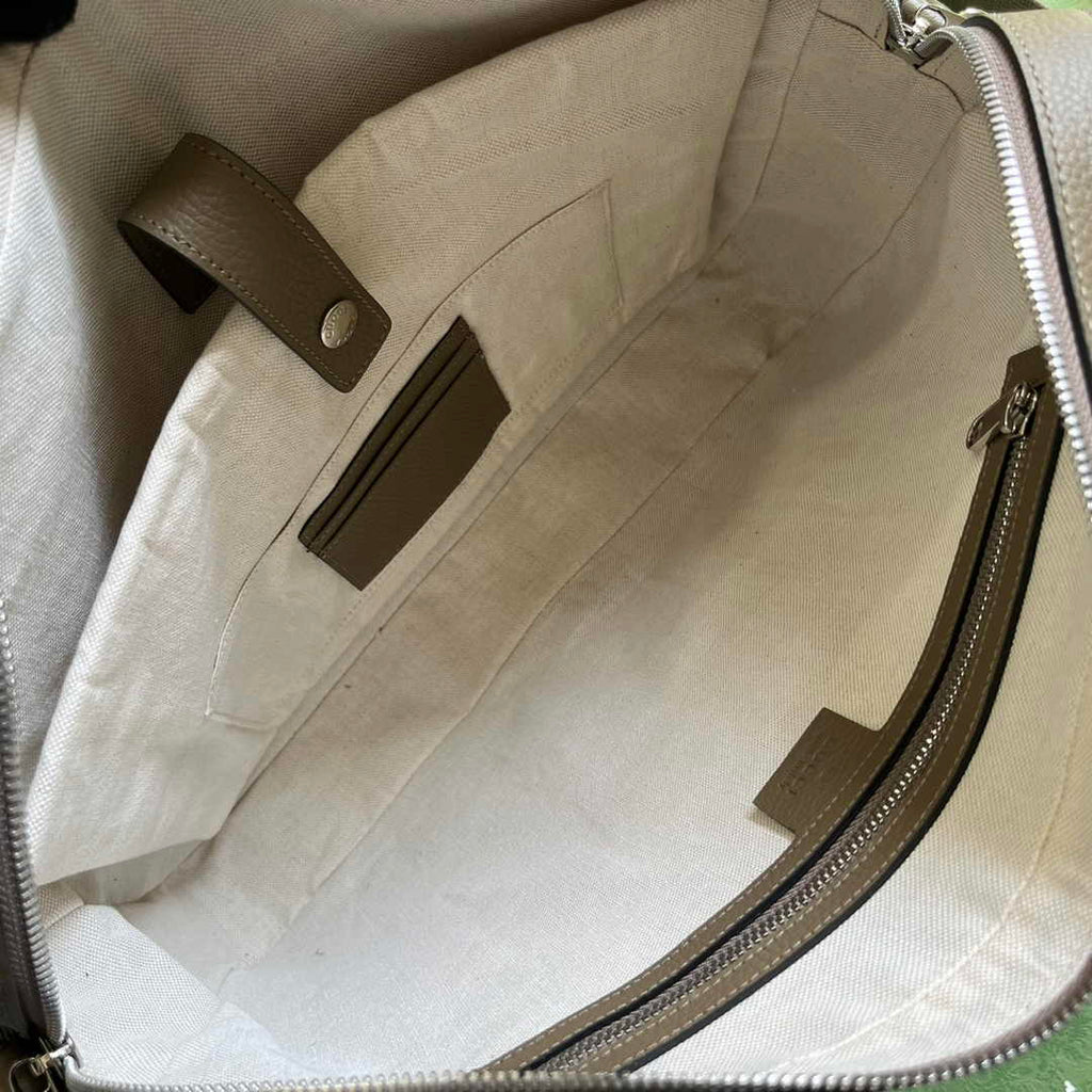 Gucci Jumbo GG Briefcase ‎658573 In Khaki Leather