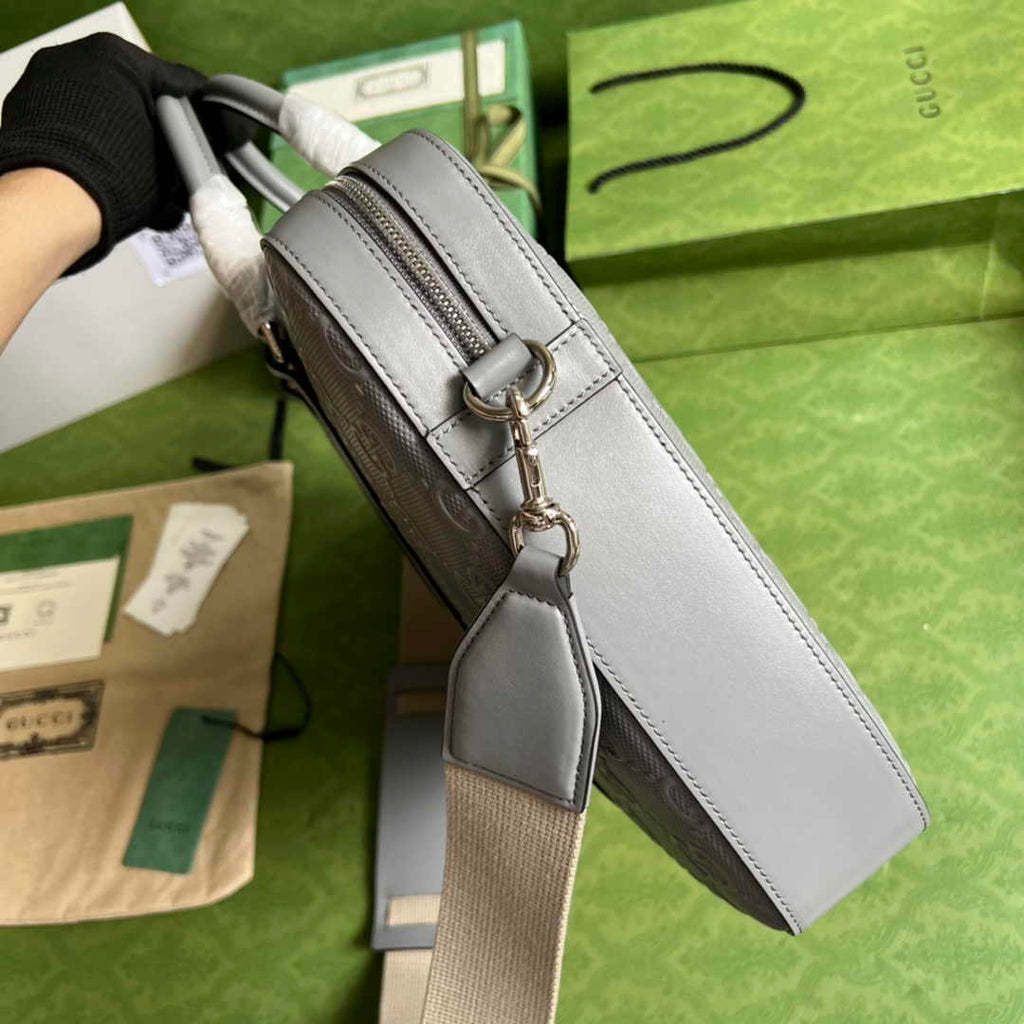 Gucci Jumbo GG Briefcase ‎658573 In Gray Leather