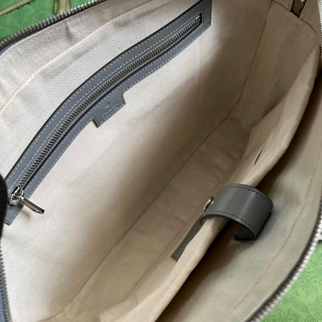 Gucci Jumbo GG Briefcase ‎658573 In Gray Leather