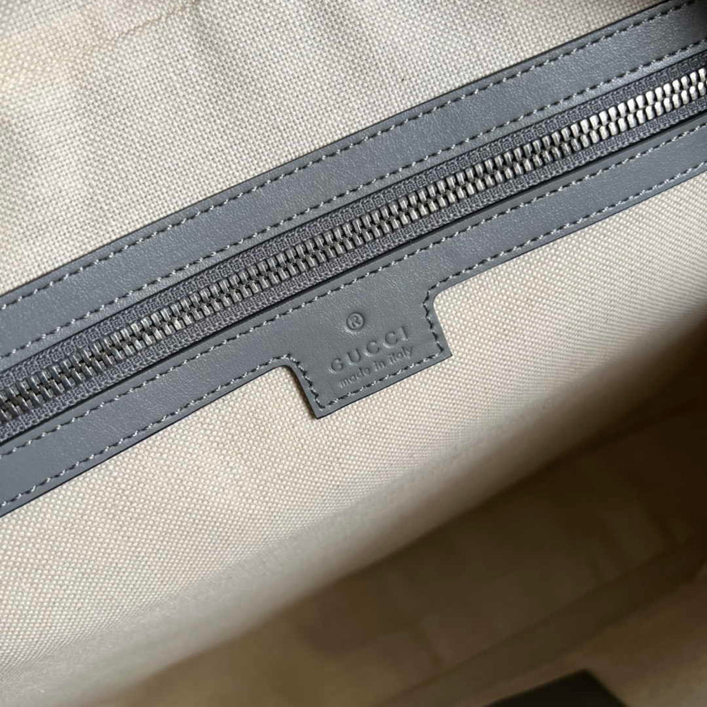 Gucci Jumbo GG Briefcase ‎658573 In Gray Leather