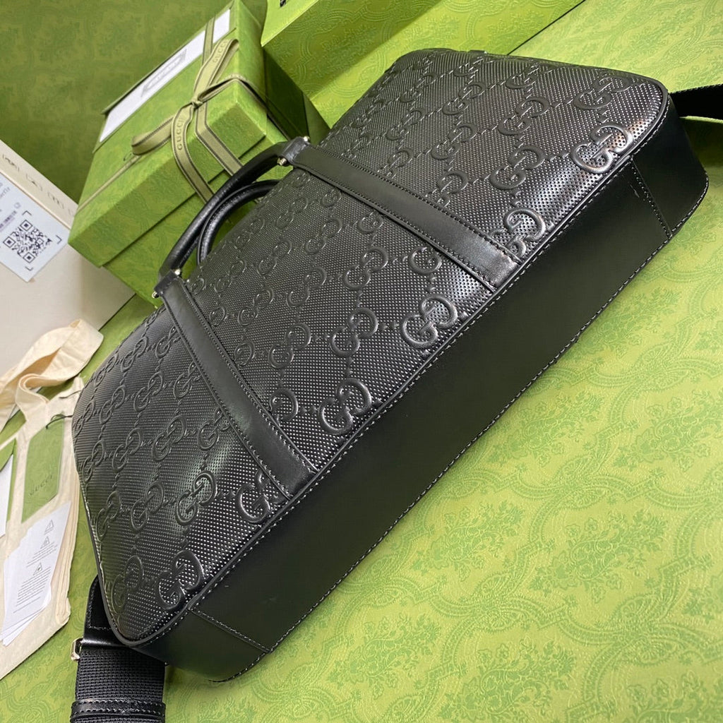 Gucci Jumbo GG Briefcase ‎658573 Black Leather