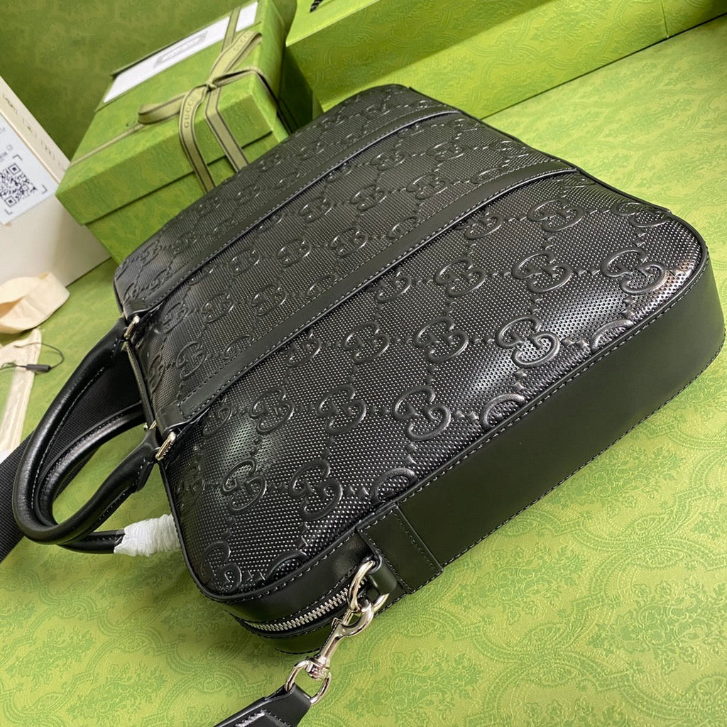 Gucci Jumbo GG Briefcase ‎658573 Black Leather