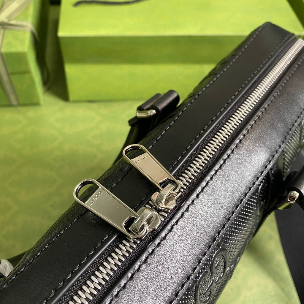 Gucci Jumbo GG Briefcase ‎658573 Black Leather