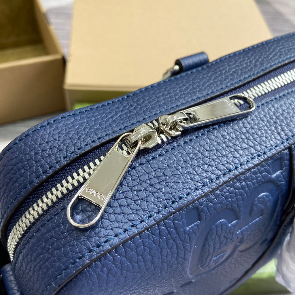 Gucci Jumbo GG Briefcase ‎658573 In Navy Blue Leather