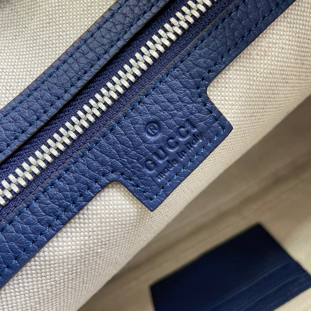 Gucci Jumbo GG Briefcase ‎658573 In Navy Blue Leather