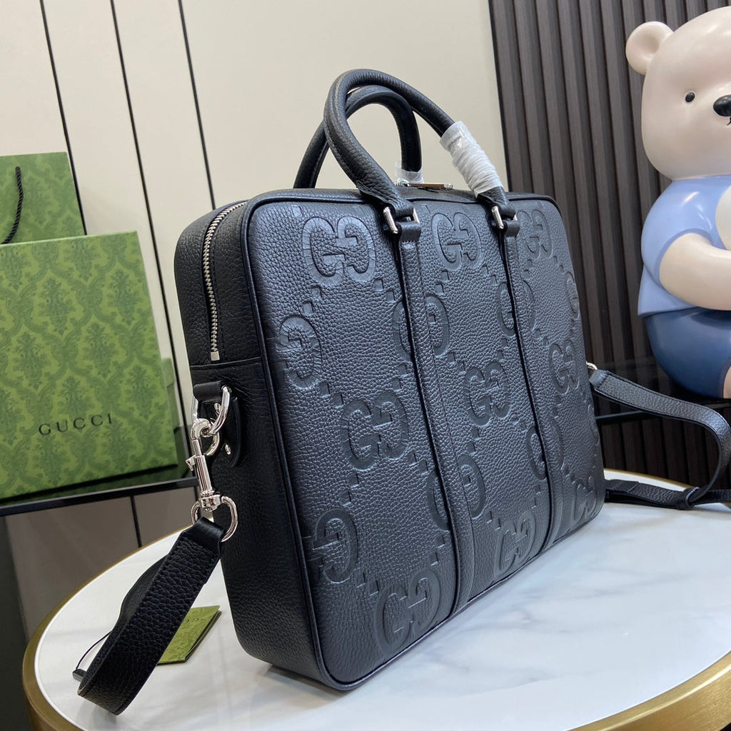Gucci Jumbo GG briefcase 792264 in black GG canvas