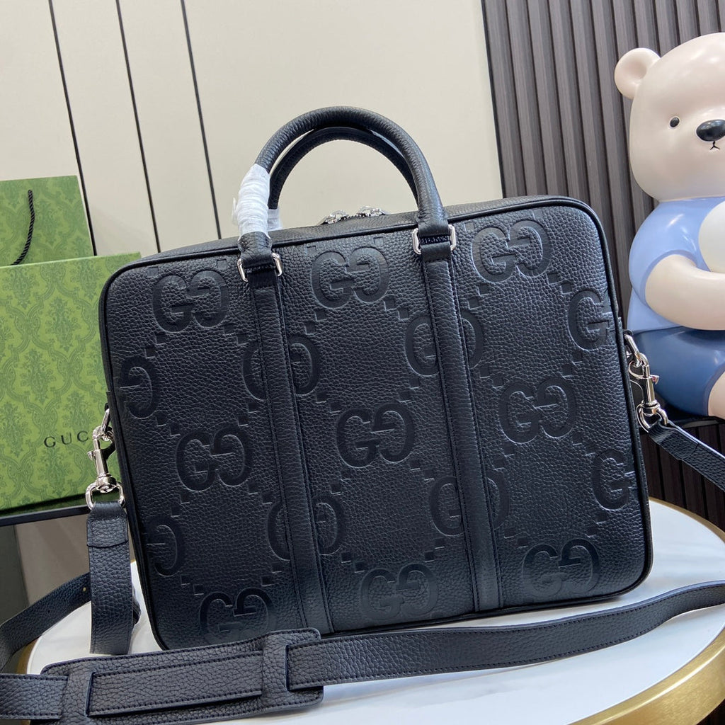 Gucci Jumbo GG briefcase 792264 in black GG canvas