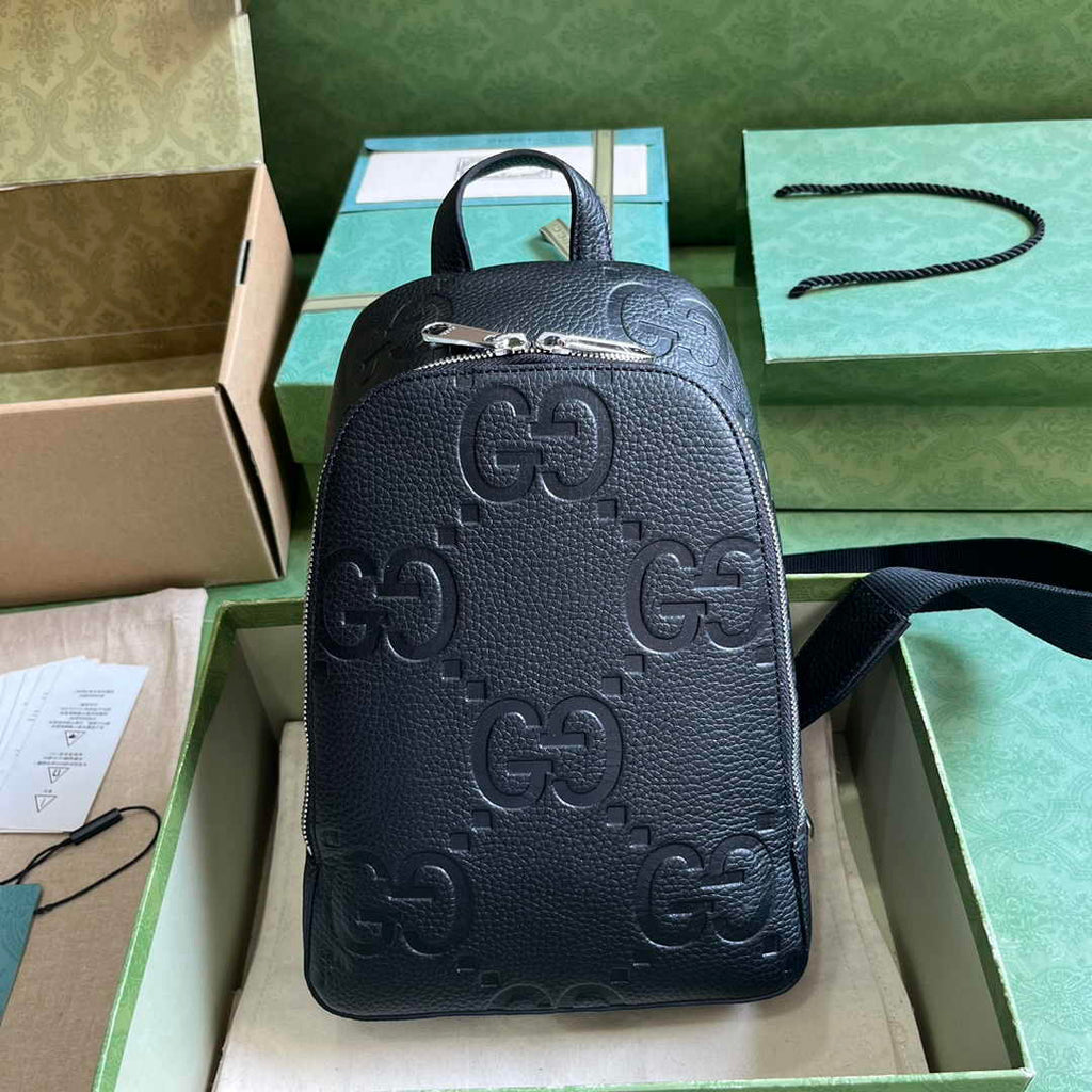 Gucci Jumbo GG crossbody bag ‎766937 in black leather