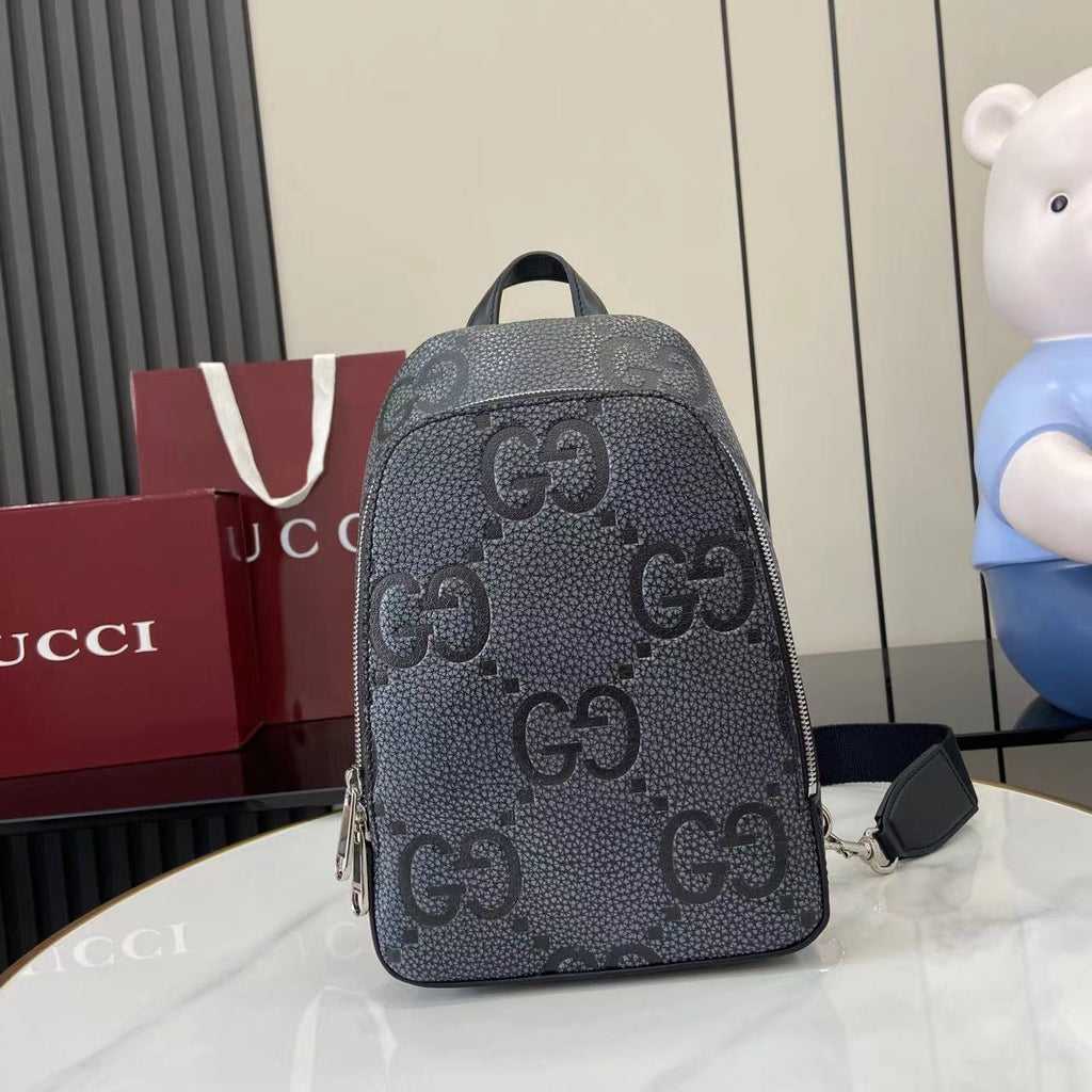 Gucci Jumbo GG crossbody bag ‎766937 in gray leather