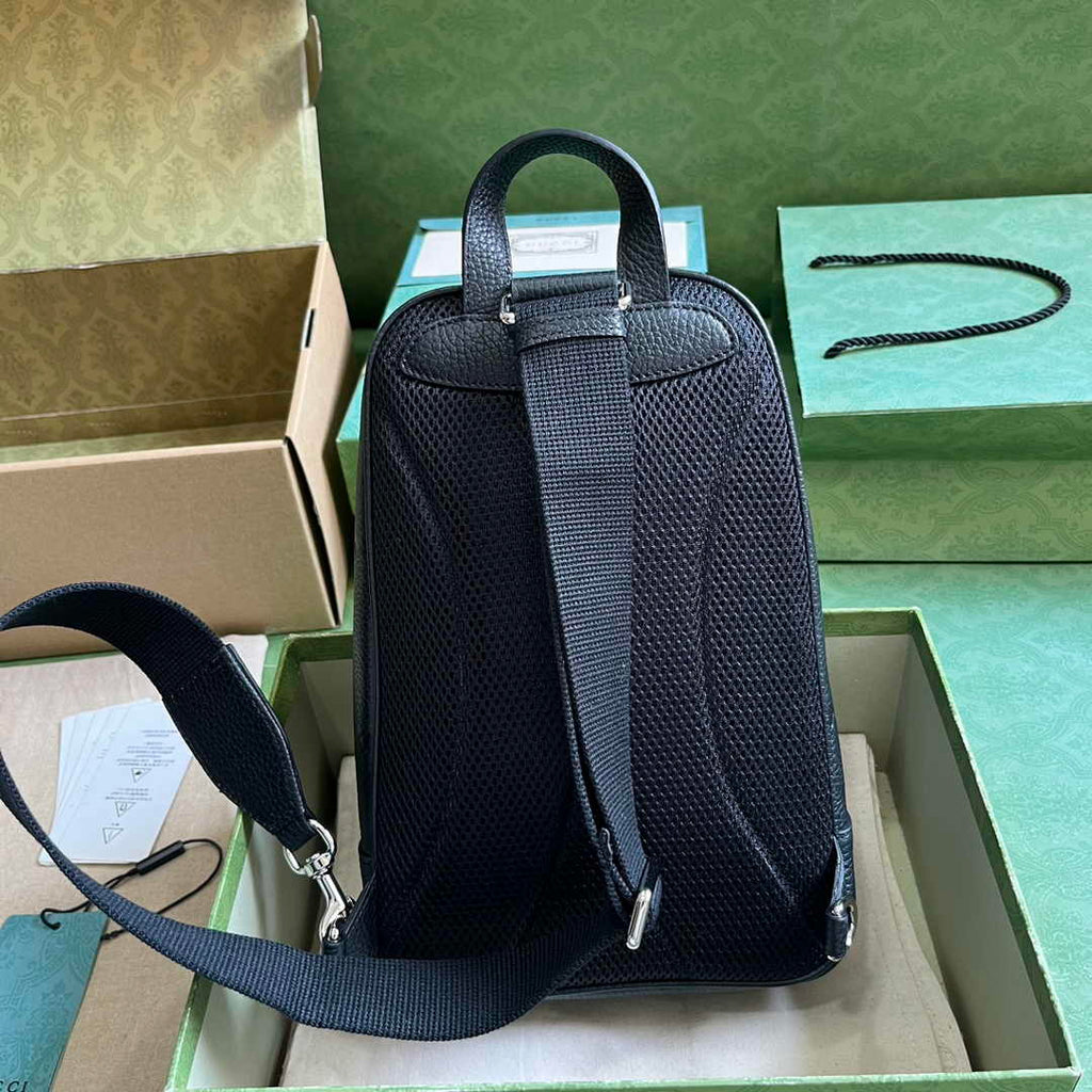 Gucci Jumbo GG crossbody bag ‎766937 in black leather