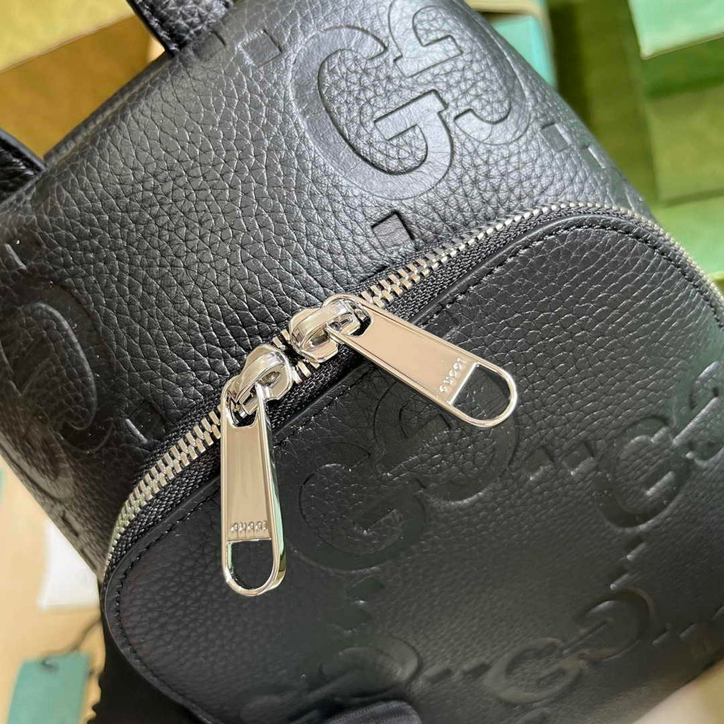 Gucci Jumbo GG crossbody bag ‎766937 in black leather