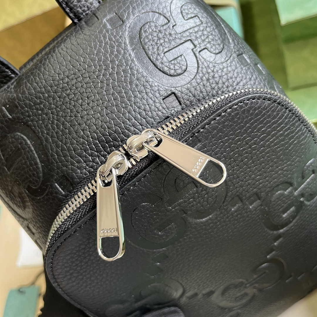Gucci Jumbo GG crossbody bag ‎766937 in black leather