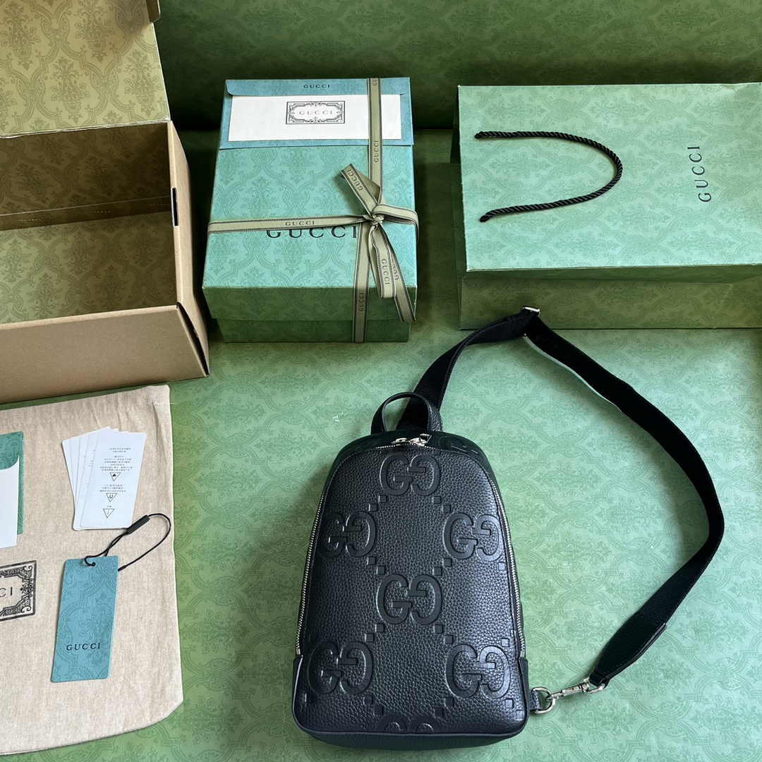 Gucci Jumbo GG crossbody bag ‎766937 in black leather