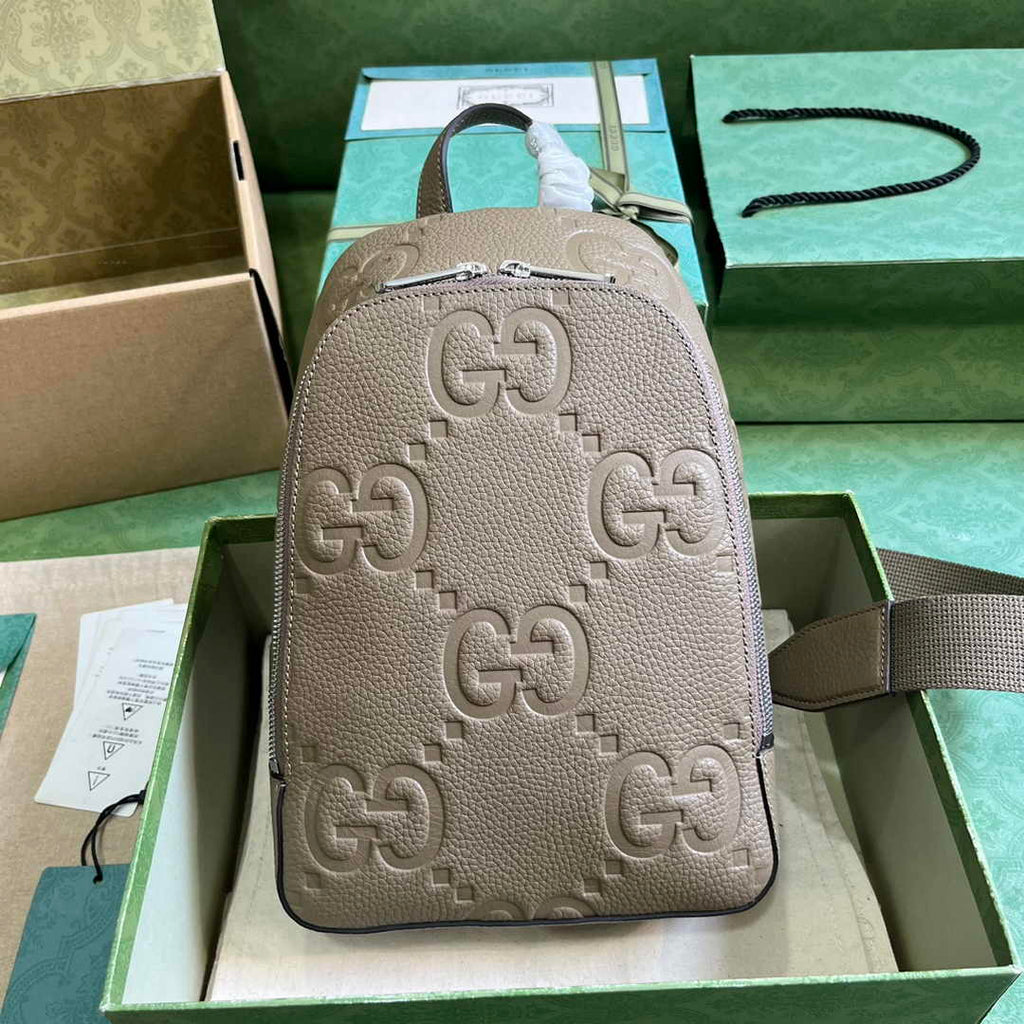 Gucci Jumbo GG crossbody bag ‎766937 in beige leather