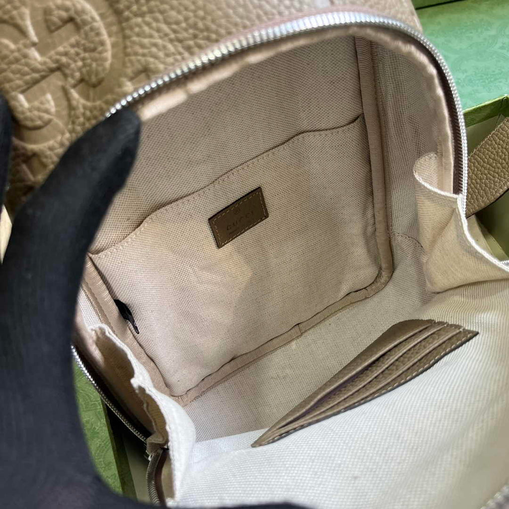 Gucci Jumbo GG crossbody bag ‎766937 in beige leather
