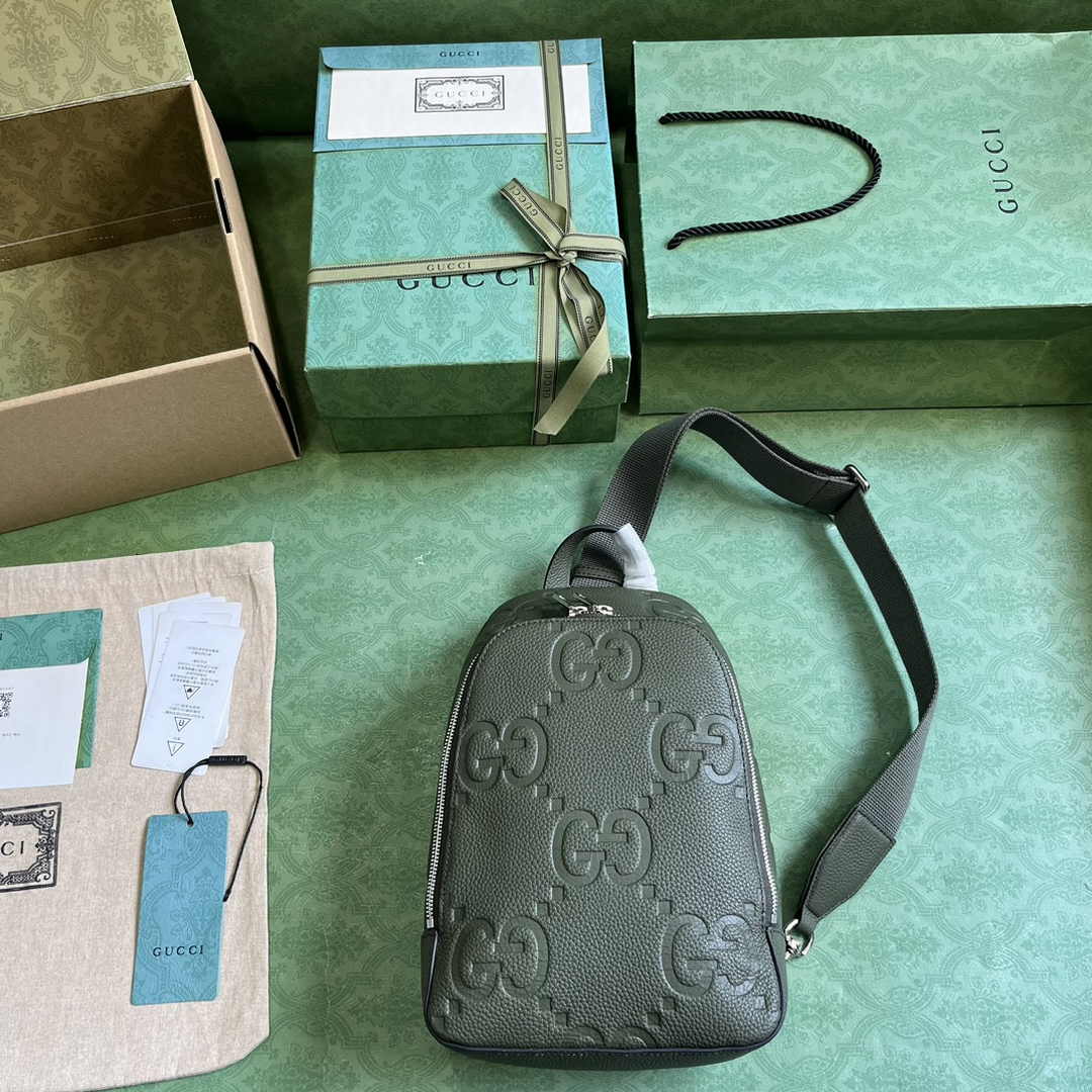 Gucci Jumbo GG crossbody bag ‎766937 in Green leather