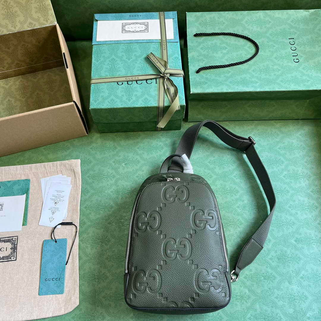 Gucci Jumbo GG crossbody bag ‎766937 in Green leather