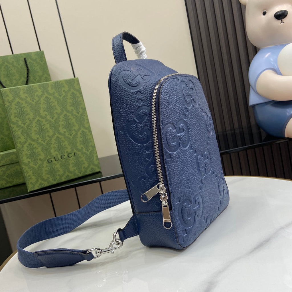 Gucci Jumbo GG crossbody bag ‎766937 in Navy Blue leather