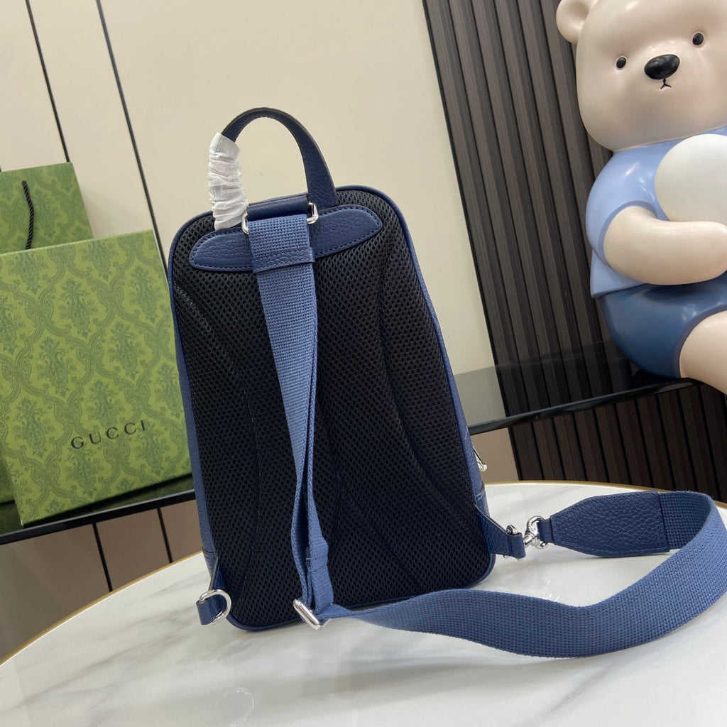 Gucci Jumbo GG crossbody bag ‎766937 in Navy Blue leather