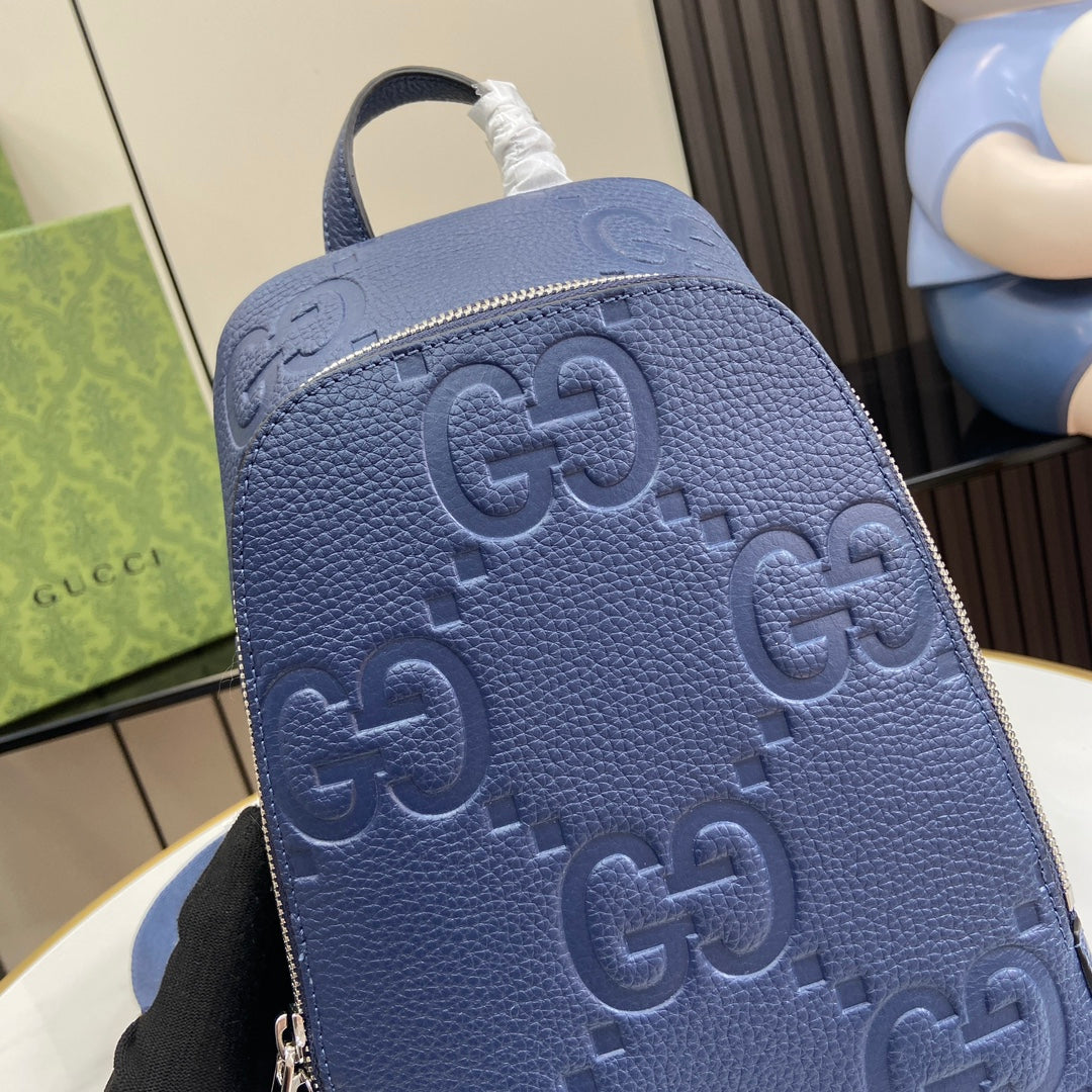 Gucci Jumbo GG crossbody bag ‎766937 in Navy Blue leather