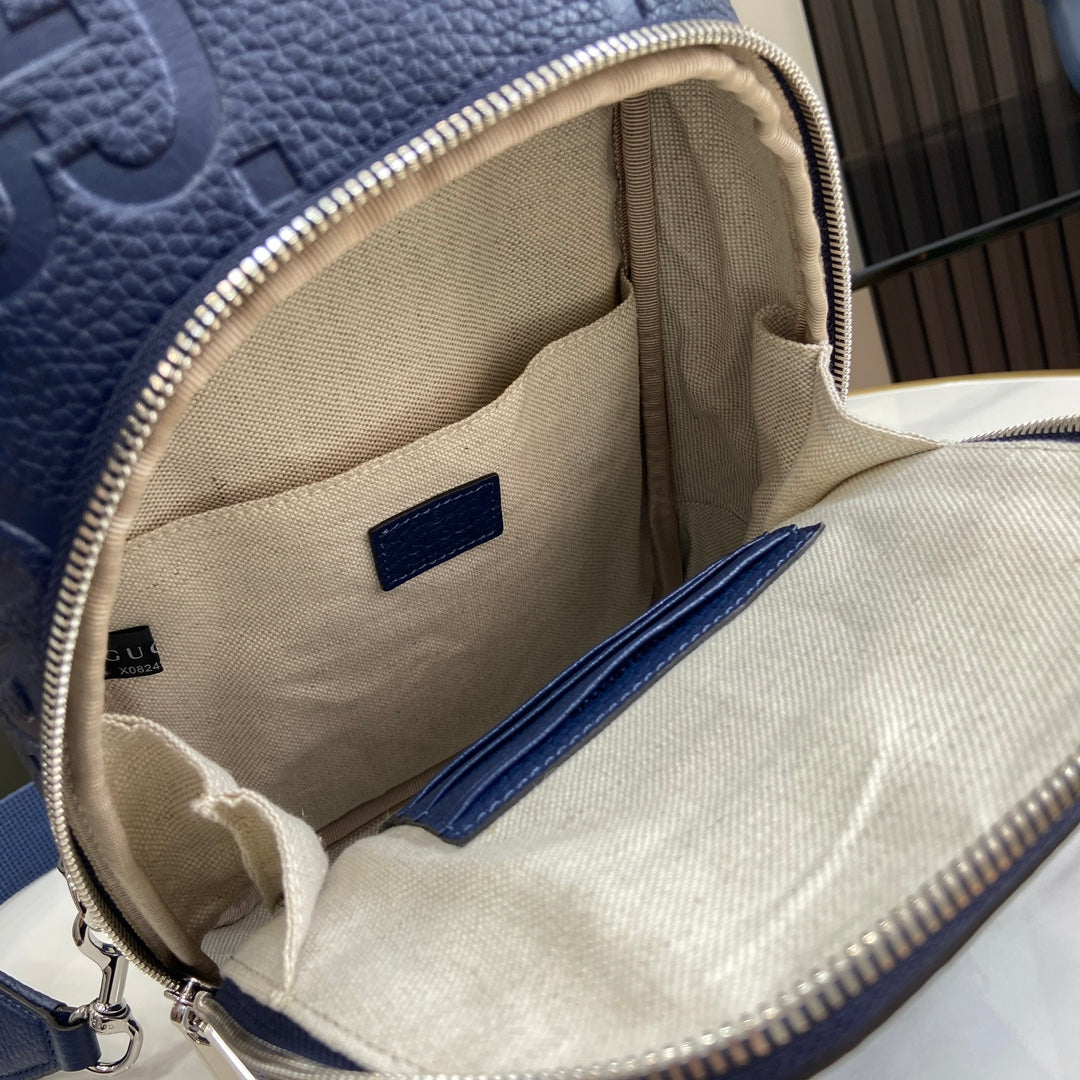 Gucci Jumbo GG crossbody bag ‎766937 in Navy Blue leather