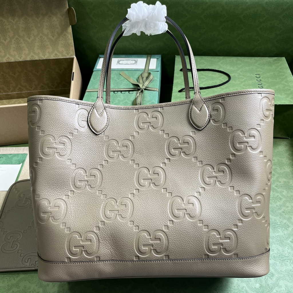 Gucci Jumbo GG large tote bag in taupe leather 726755