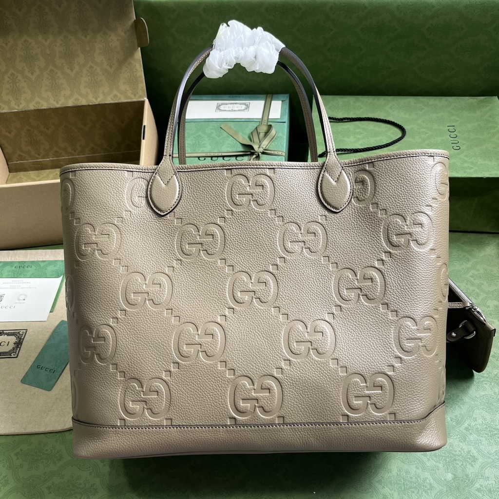 Gucci Jumbo GG large tote bag in taupe leather 726755