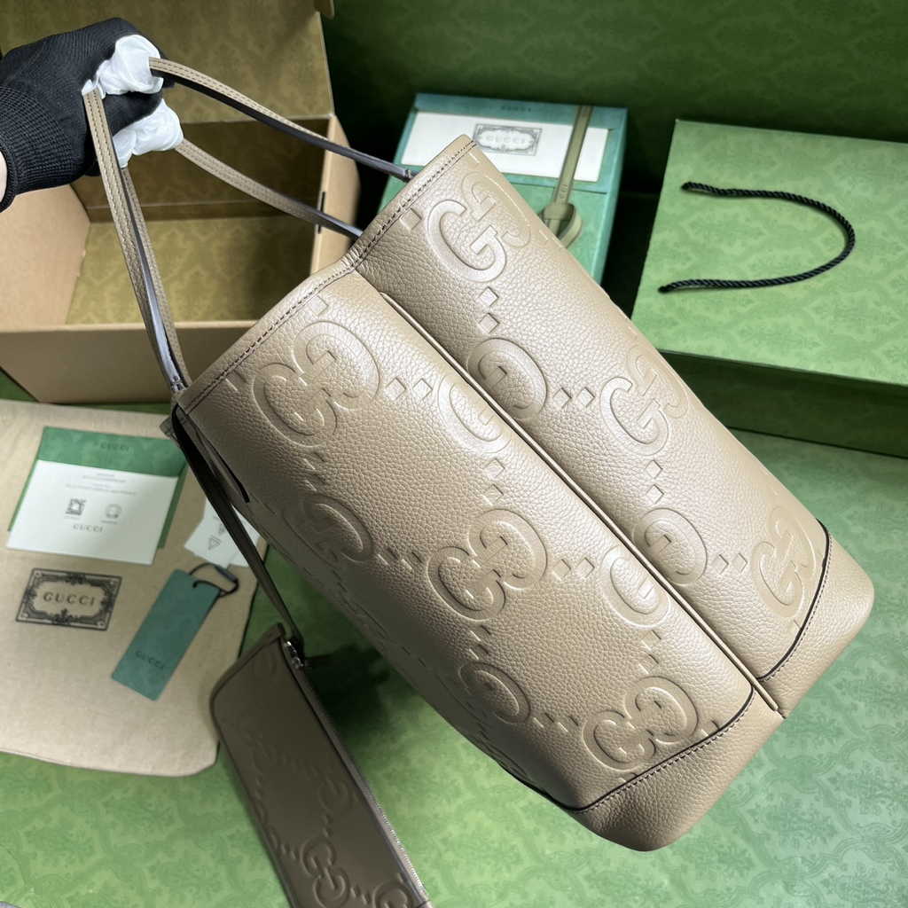 Gucci Jumbo GG large tote bag in taupe leather 726755