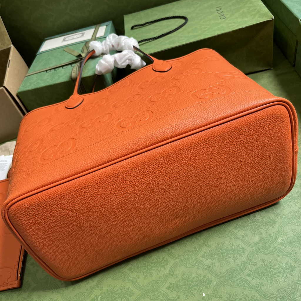 Gucci Jumbo GG large tote bag in orange leather 726755
