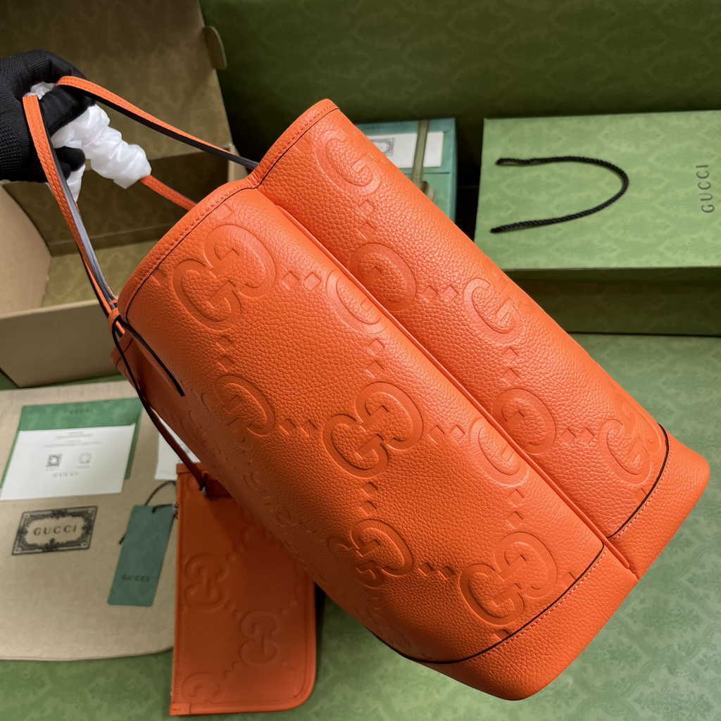 Gucci Jumbo GG large tote bag in orange leather 726755